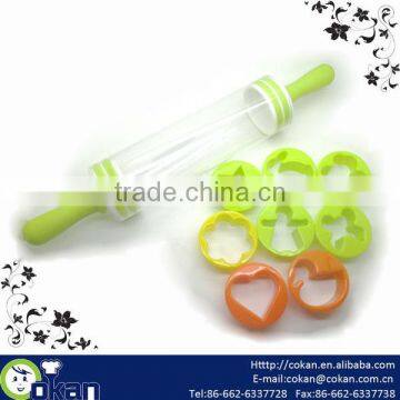 New Design 46cm Plastic Rolling Pin With Cookie Cutters,Pastry Roller CK-RP094 photo-2
