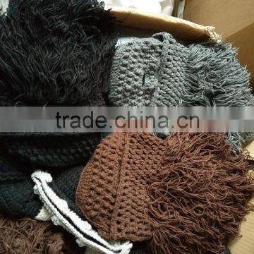 Men Barbarian Knit Crochet Hat Mad Scientist Wig Mustache Cap Beard Hat photo-2