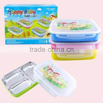 1L 3 Compartments Stainless Steel Tiffin Lunch Box photo-2