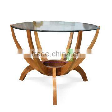 Side Table Teak Wood With Glass Top Model Rossi Natural Color photo-2