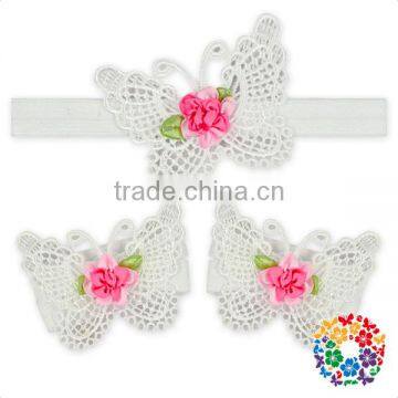 Beautiful Flower Pattern Barefoot Sandals With Headband Factory Cheap Wholesale Baby Sandals photo-5