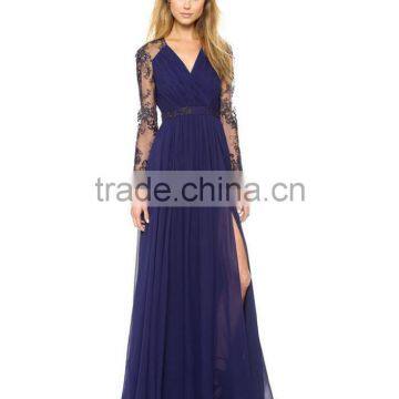 Sexy Lace Chiffon Evening Party Cocktail Long Dress Prom Gown photo-2