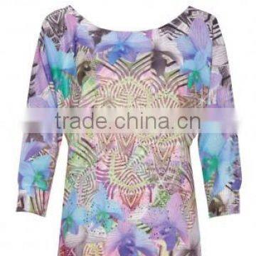 Multi colour print custom t shirt,t shirt wholesale,girls fancy top