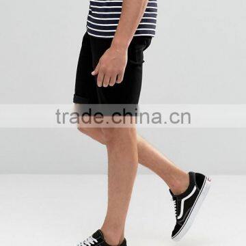 High Quality Custom Five Pockets Men's Black Slim Fit 100% Cotton Stretch Denim Breathable Concealed Fly Casual Shorts Pants photo-4