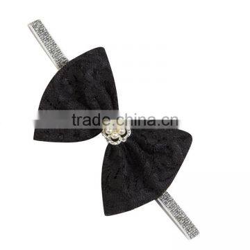 Cheap Custom Design Cute Lace Bow Headband Haic Clips Fabric Kids Hair Baby Headband for Child photo-5