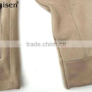 Custom Oem Creamy White Plain Zipper-up Warm Windproof Polar Fleece Men's Coat photo-5