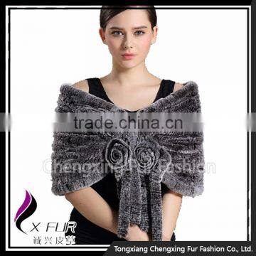 CX-B-106D 2016 Chinese Fashion Women Scarf Wholesale Rex Rabbit Fur Shawl photo-5