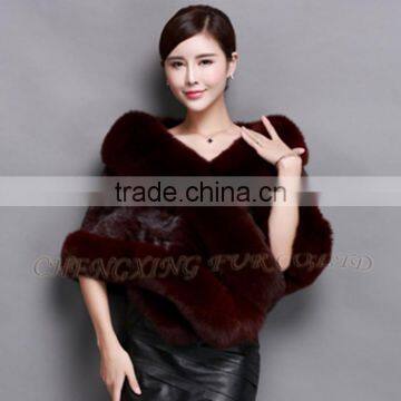 CX-B-M-05D Real Fox Fur Trimmed Fashion Evening Mink Fur Wrap Cape photo-6