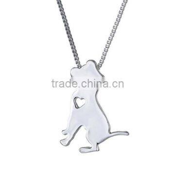 Latest Design Girls Top Brass Cute Animal Bulldog Dog Jewelry Pendant Necklace