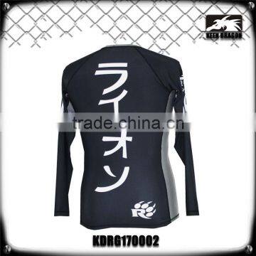 Black/white Sublimation Printed Lycra Compression Bjj Rash Guards With Long Sleeves photo-3