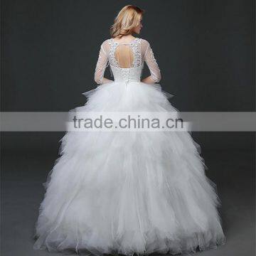 OEM Sweatheart A-line Emboridery Neckline Sexy Backless Bridal Gown Lace Wedding Dresses 2016 In Stock photo-2