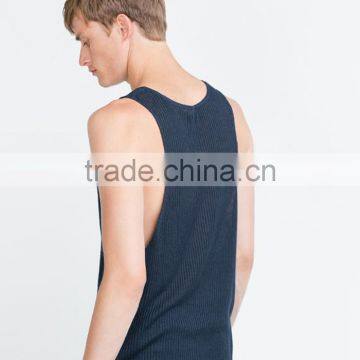 Plain Black Knitted Men Stringer Tank Top With no Lable photo-4