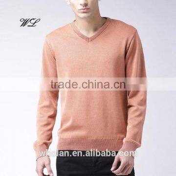 Custom Knitted Man Fitted Sweater Plain Bright Colored Sweaters Knit Fabric