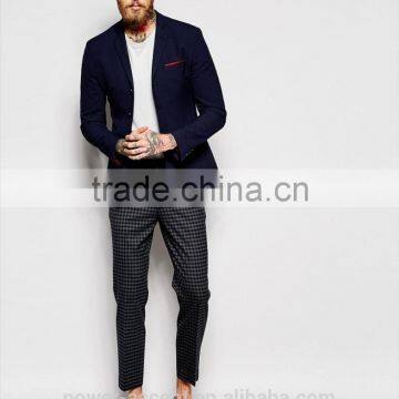 2016 Men's New Designer Super Skinny Four Bottons Navy Suit Jacket photo-4