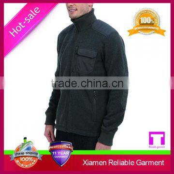 100% Polyester Ribbed Collar Soft Sweater Knit Fleece Jacket for Man photo-5