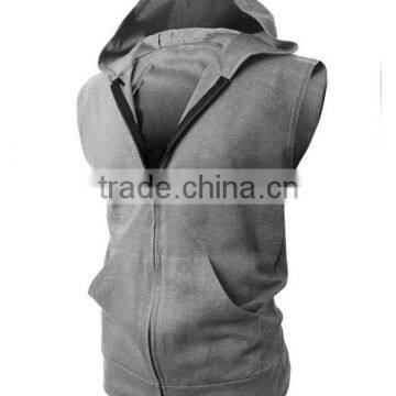 OEM New Design Cotton Plain Wholesale Sleeveless Hoodie Mens Dress Vest With Zip photo-4
