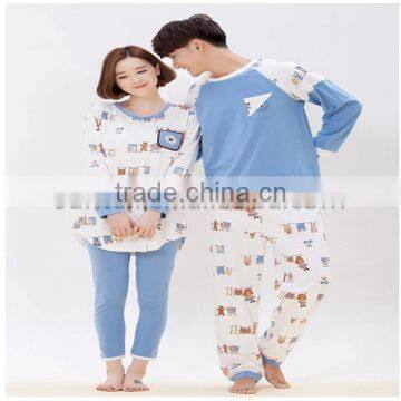 Custom Wholesale Multi-styles lover sleepwear Printed Casual Couple Pajamas