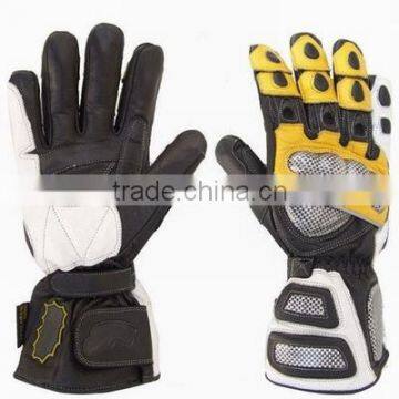 Yellow and Black leather motorcycle gloves