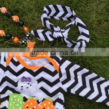 Girls Halloween Tutu Romper Girls BOO Tutu Romper Newborn Chevron Romper With Necklace and Headband photo-3