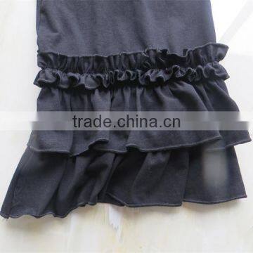 DYJ-084 Plus Size Adult Women's Ruffled Capris Ladies Plain Black Cotton Palazzo Buttoms Mommy and me Casual Pants photo-5