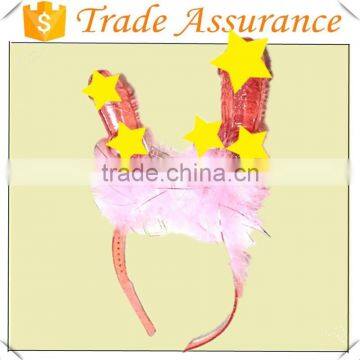 Easter Pinky Feather Bunny Ear Headband