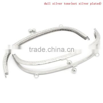 Metal Frame Kiss Clasp Arch For Purse Bag Silver Tone Ball 24.5x11.5cm(Open:24.5x22.5cm),2pc,Fashion