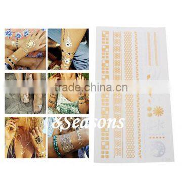 High Sales Flower& Star Pattern Gilding Water Transfer Printing Waterproof Paper Temporary Tattoos Sticker