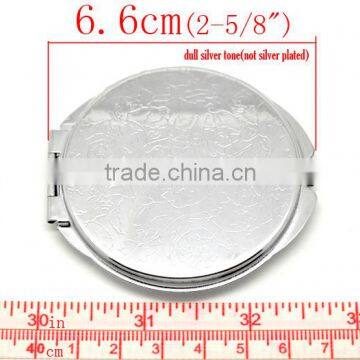 Wholesale Silver Tone Carved Make Up Compact Mirror photo-2