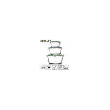 Clear Stackable Pyrex Glass Round Food Storage Containers For Vegetable / Fruit