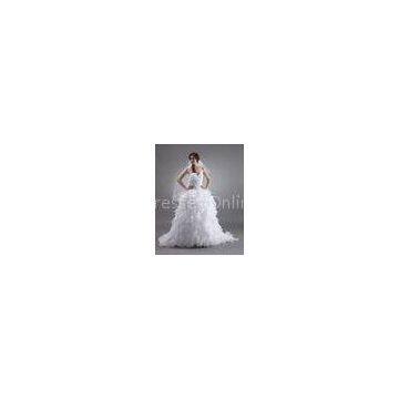 Custom made Luxurious layered ruffled Ladies Wedding Dresses slim with Lace Skirt