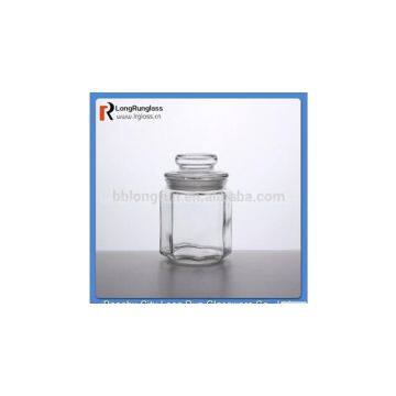 LongRun mini hexangular base candy glass jar glassware wholesale