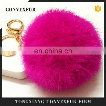 9cm rabbit fur key chain round hand made rabbit fur ball pom keychain