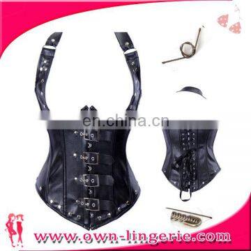 cupless corset leather corset neck halfter steampunk corsets