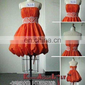 EB7084 Newest orange backless with bead in waist ball gown