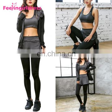 Long Sleeve Hoodie 3 Piece Tracksuit Set Latest Design Women Paln Sport Tracksuit