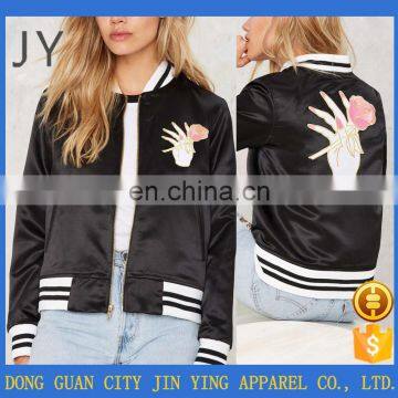 2016 Women Fashion Outwear Young Girl Embroidered Bomber Jackets Clothing for Teen