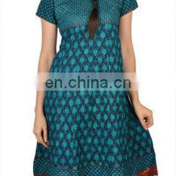 Exclusively designed knee length printed cotton fancy designer anarkali kurti