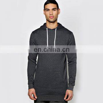 Latest fashion long sleeve modern black simple plain hoodies men 2016