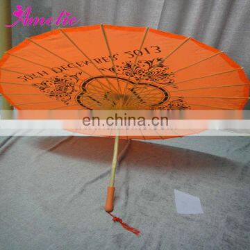 Wholesale Silk Orange With LOGO Customized Fabric Umbrella