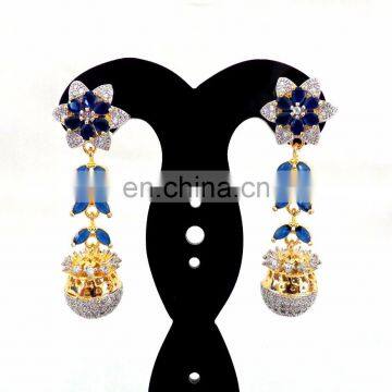 Bollywood style Dangle earring-Fashion wear American Diamond Long Earring-Wholesale CZ Earrings-2016 Party wear Earrings