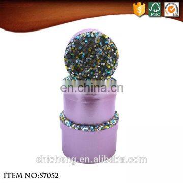 Handmade lovely round sequin gift packaging boxes with magnetic lids