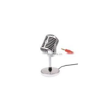 3.5mm Plug Stereo Karaoke Retro Style Microphone for PC Laptop Computer