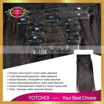 wholesale virgin human indian clip in hair extensions for black women