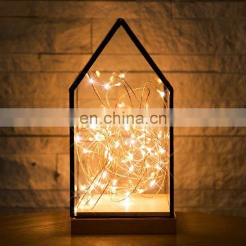 House geometric Shape Decor Terrarium with 3m String Light Set