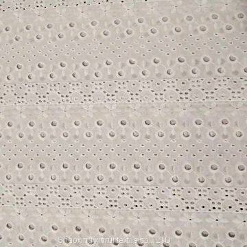 plain white polished cotton lace fabric embroidered
