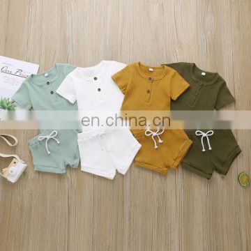 Baby and Toddler Clothing Set Summer Short Sleeve Girls T-shirt Shorts Set Pure Color Fashion New Products Europe and America