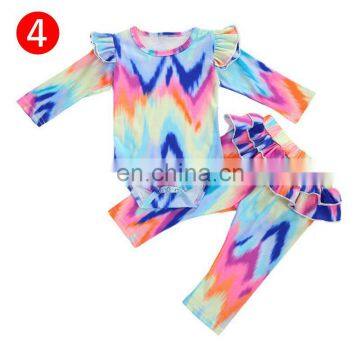 Infant Baby Girl Boy Clothes 0-18M Lovely Tie-dye Printed 5 Colors Long Sleeve Romper Tops+Ruffles Tutu Long Pants 2Pcs Set photo-6