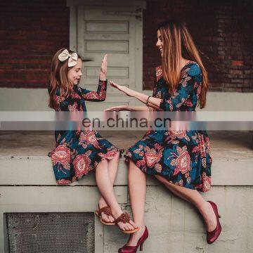 Mother daughter dresses 2019 Vintage Floral Mini Dress Mom and daughter dress Mother and daughter clothes ropa madre e hija