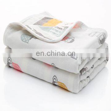 2020 Summer New Arrival Spring Autumn Used Baby Cotton Animal Print Muslin Gauze Swaddle Blanket With Double Jacquard Process photo-2