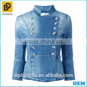 Hot sale Double breasted denim jackets for women